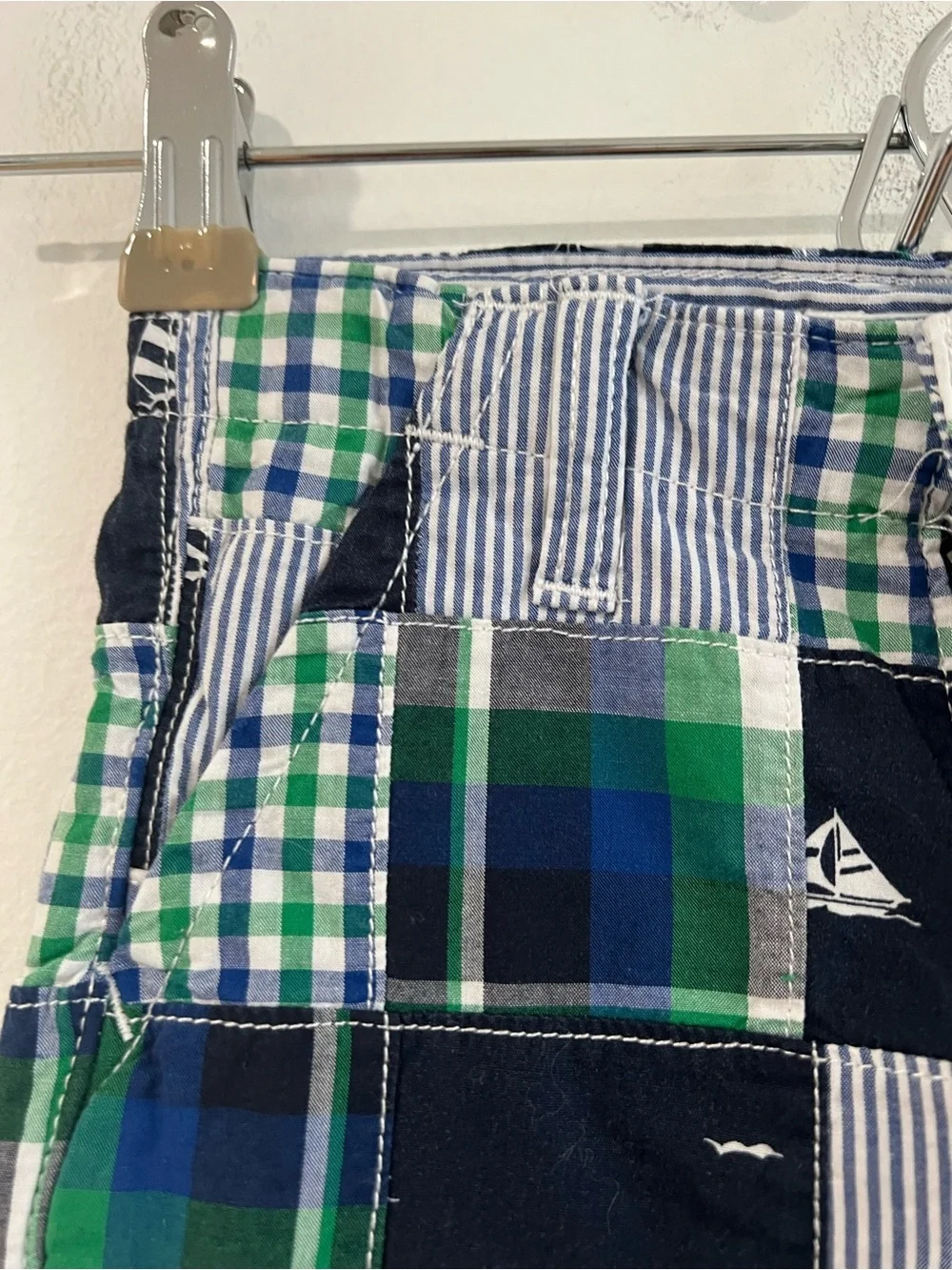 Gymboree Patchwork Plaid Shorts - Navy, Green & White